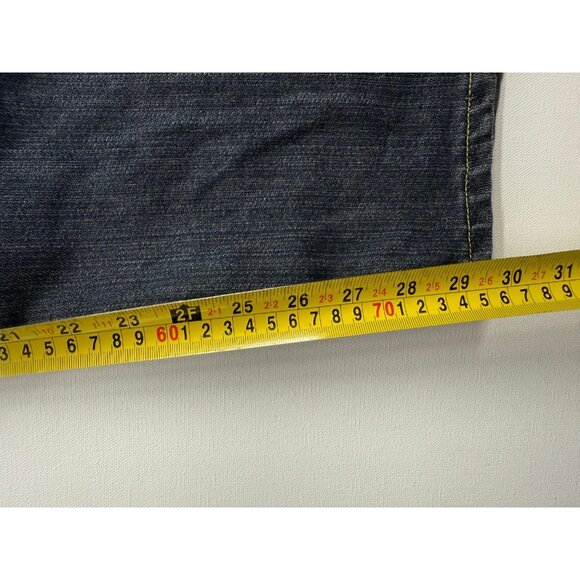 True Religion Joey Super T Jeans Mens 42x33 Denim Pants Thick Stitch Straight - Picture 8 of 9